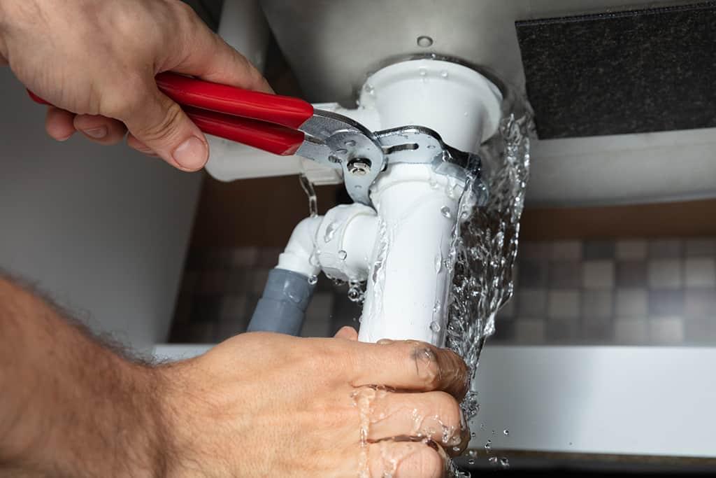 Professional plumber working