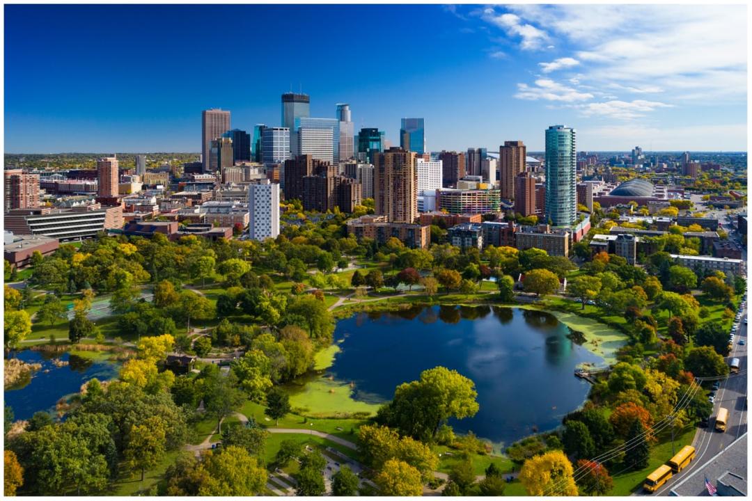Beautiful Minneapolis skyline at sunset